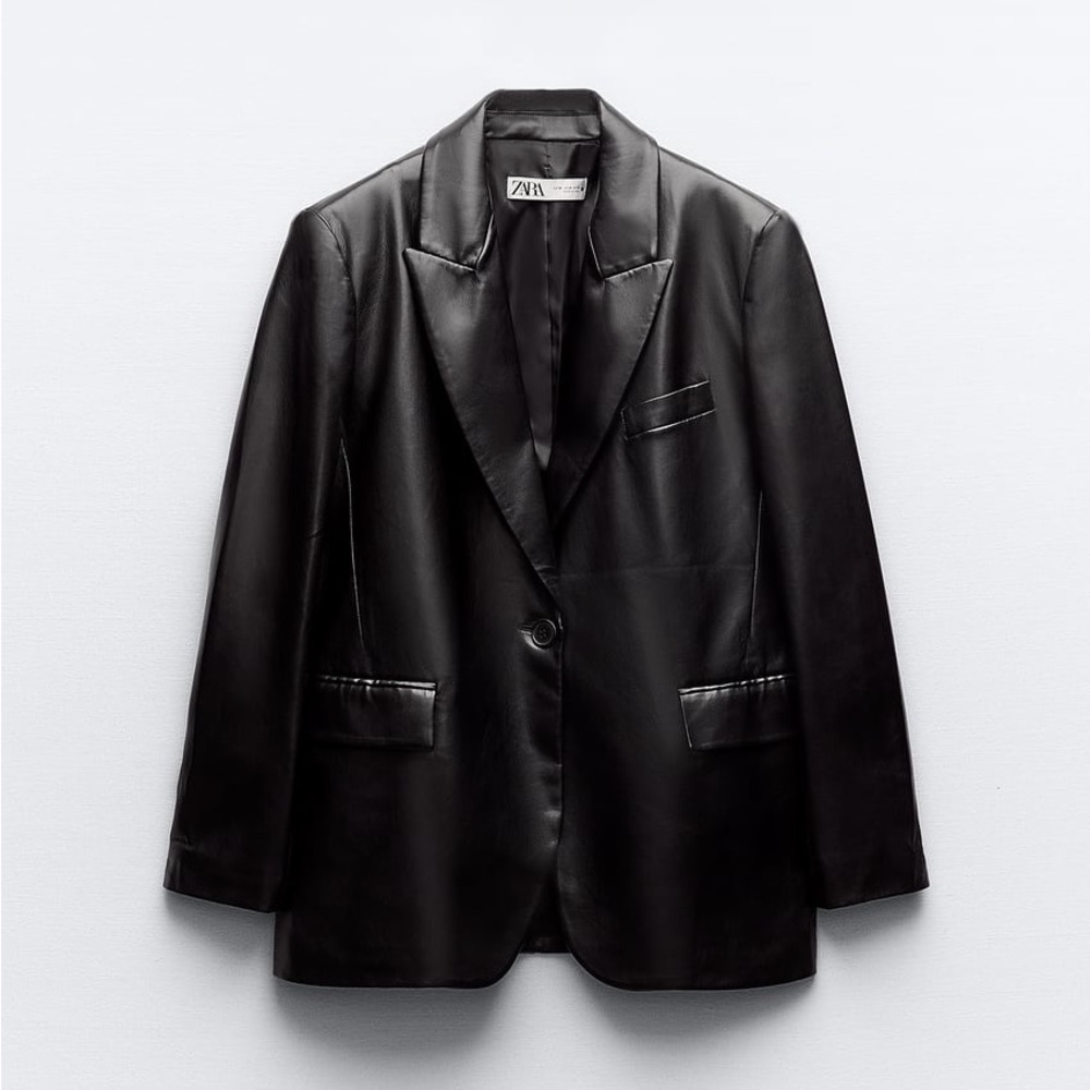 ZARA FAUX LEATHER BLAZER NEW SIZE SMALL